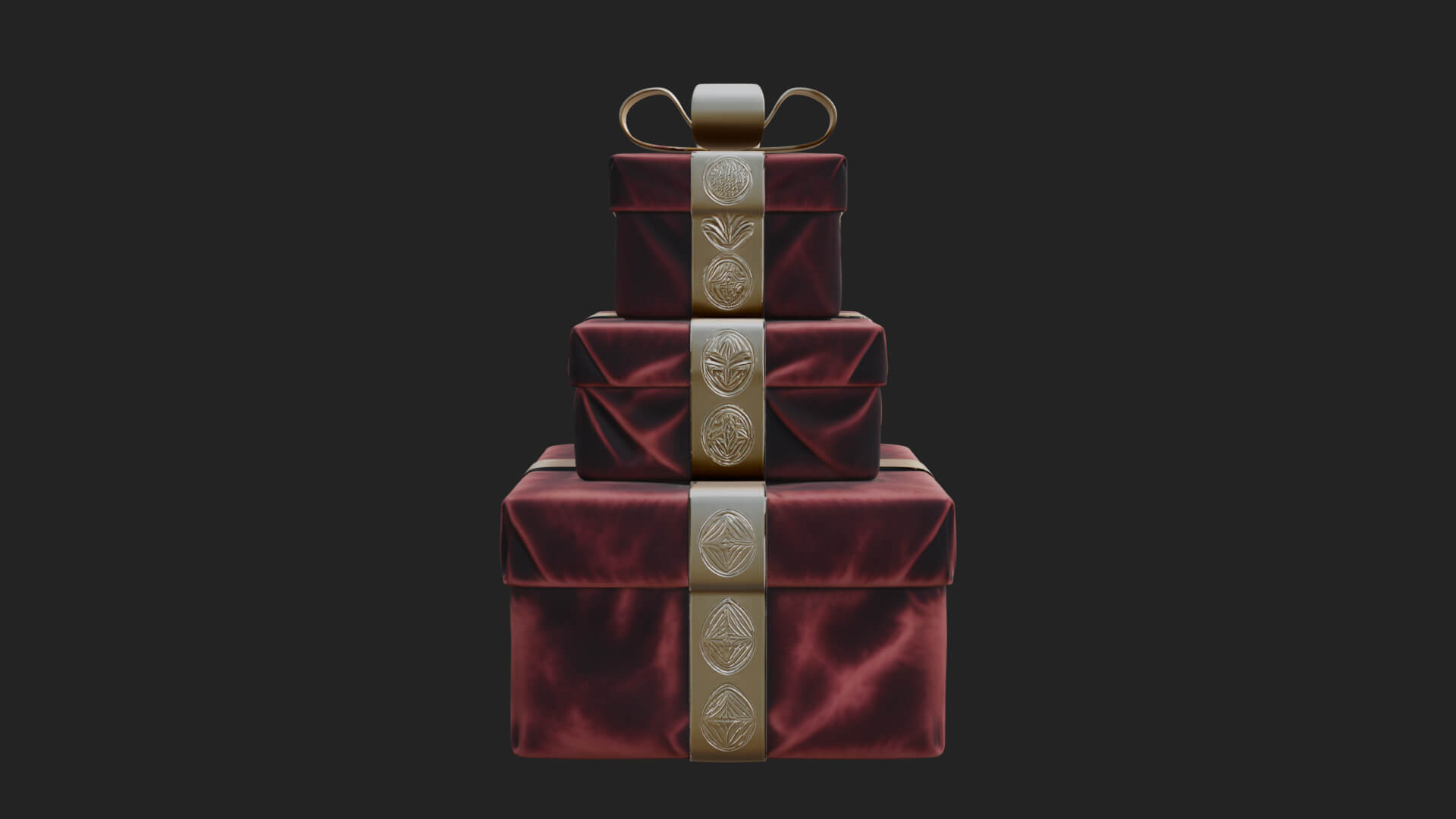 Stacked Gift Boxes Ornament Design 4 3D Print Model 3D Model