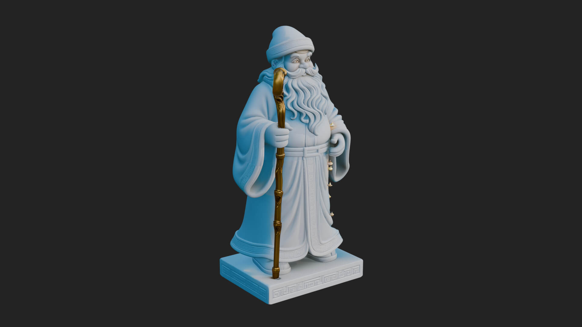 Staff Holding Santa Statue Design 1 3D Print Model 3D Model