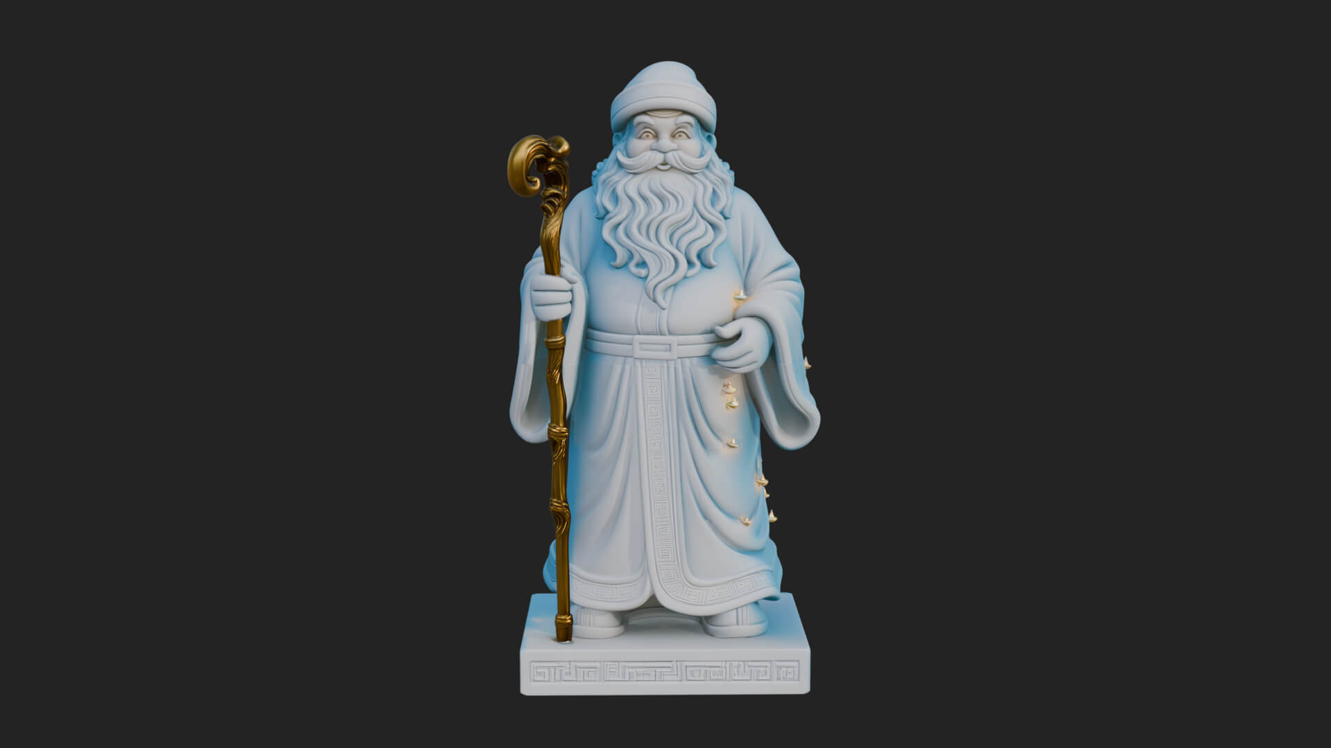 Staff Holding Santa Statue Design 1 3D Print Model 3D Model