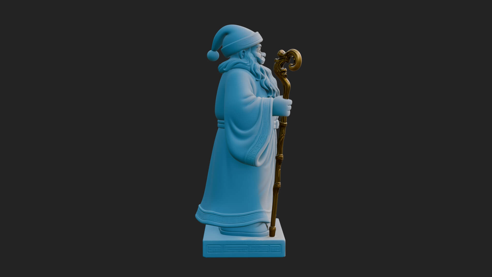 Staff Holding Santa Statue Design 1 3D Print Model 3D Model