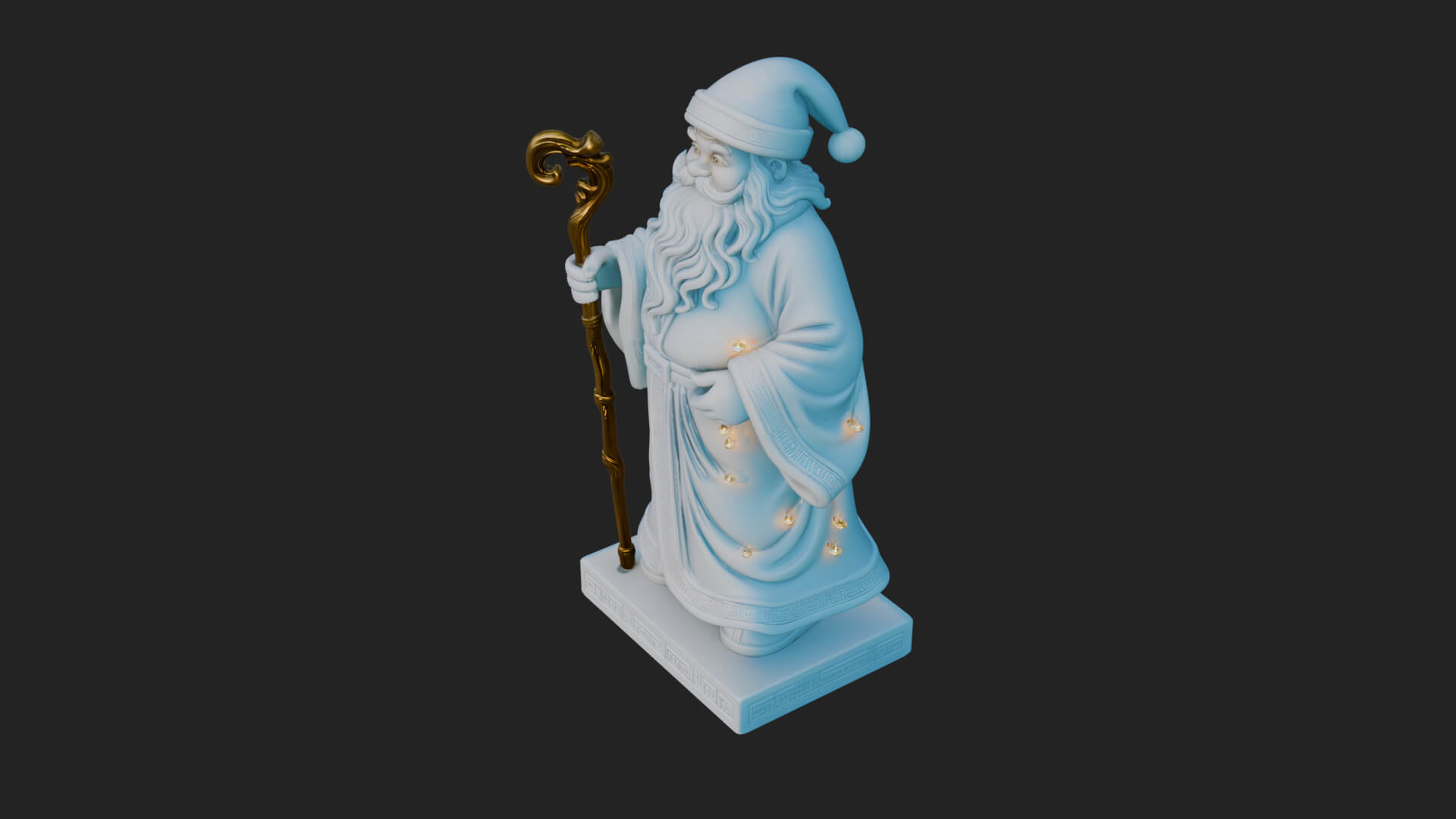 Staff Holding Santa Statue Design 1 3D Print Model 3D Model