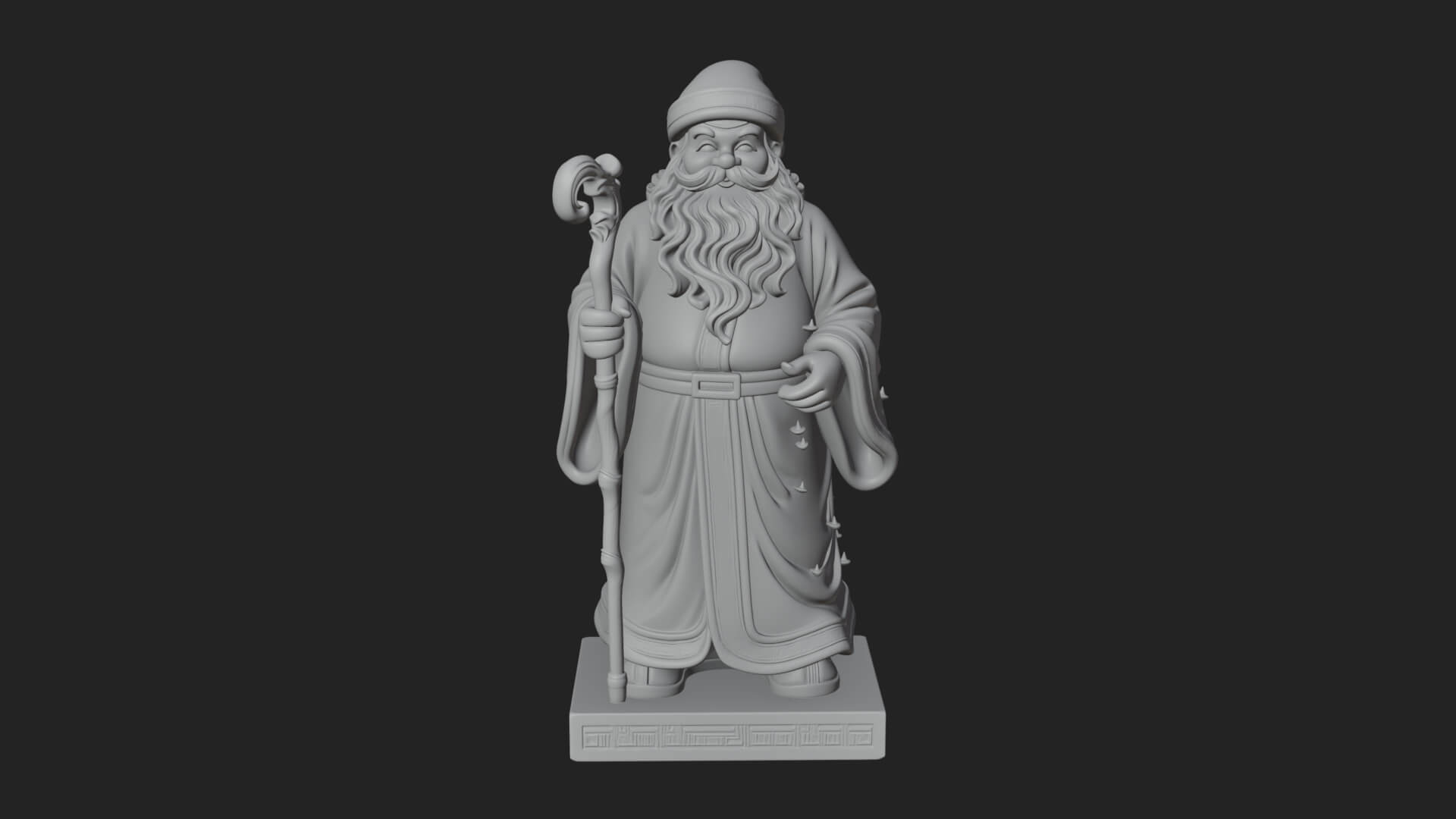Staff Holding Santa Statue Design 1 3D Print Model 3D Model