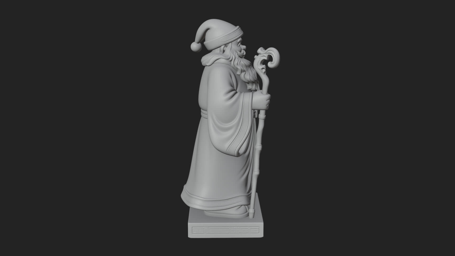 Staff Holding Santa Statue Design 1 3D Print Model 3D Model