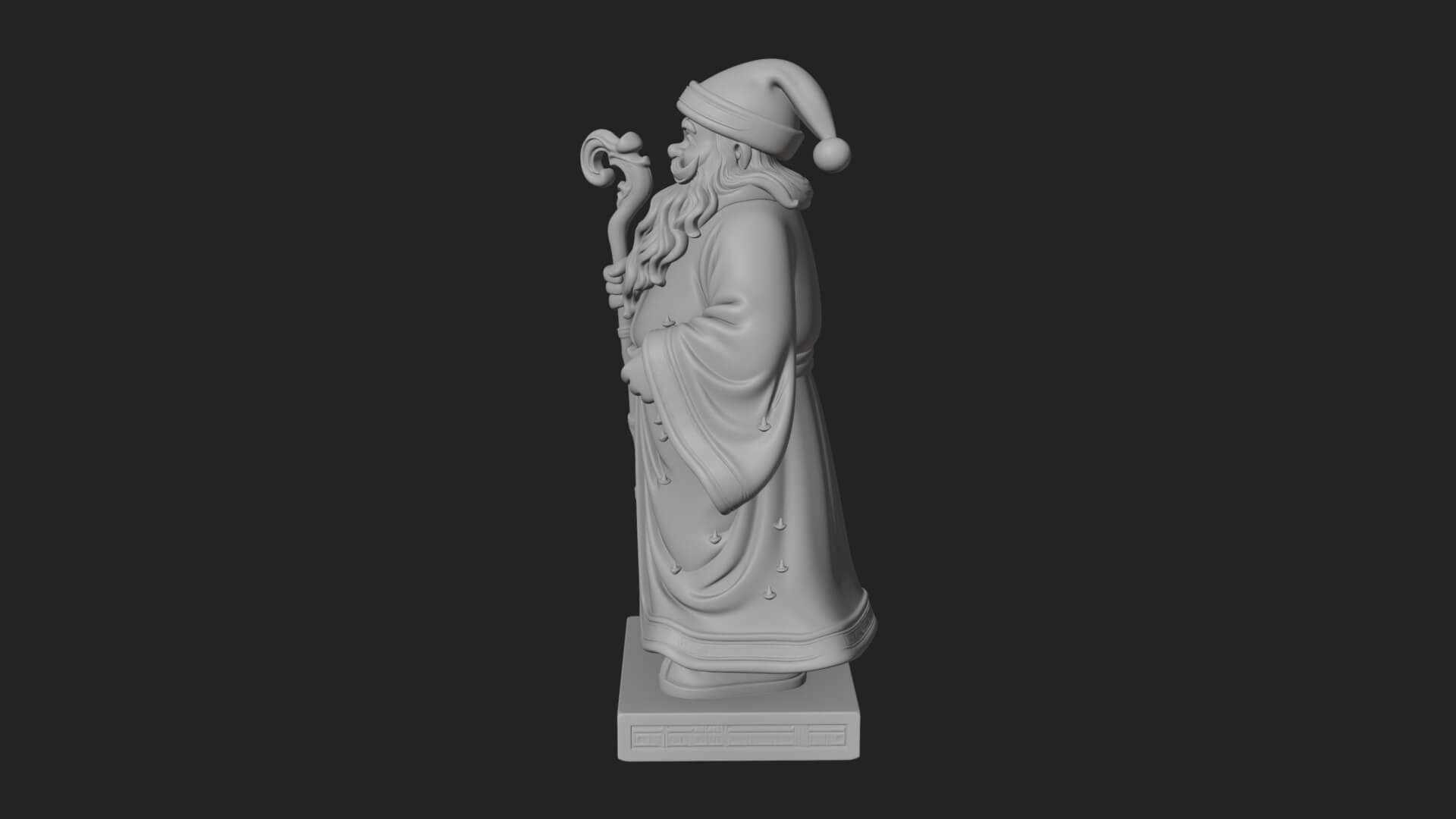 Staff Holding Santa Statue Design 1 3D Print Model 3D Model