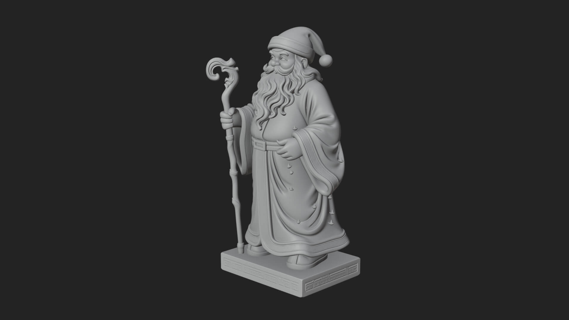Staff Holding Santa Statue Design 1 3D Print Model 3D Model