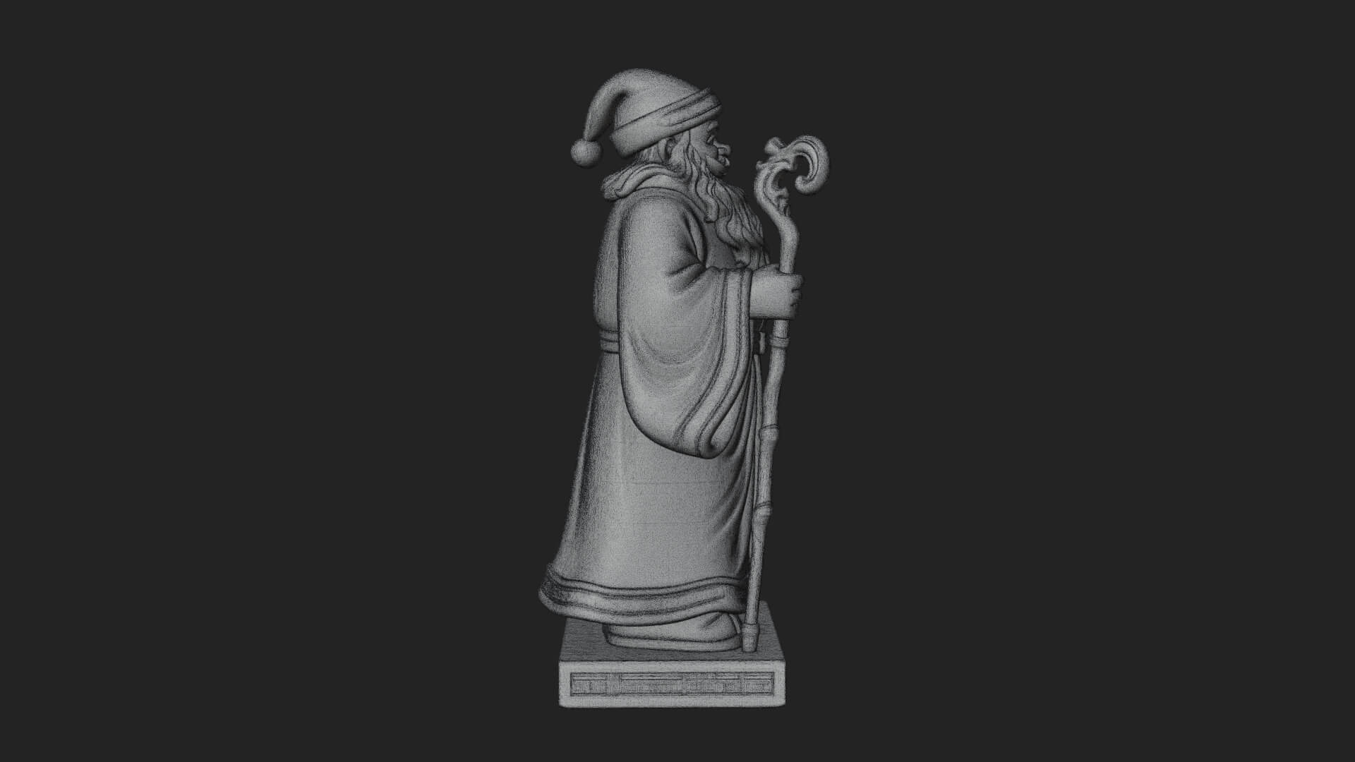 Staff Holding Santa Statue Design 1 3D Print Model 3D Model