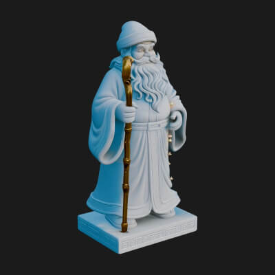 Staff Holding Santa Statue Design 1 3D Print Model