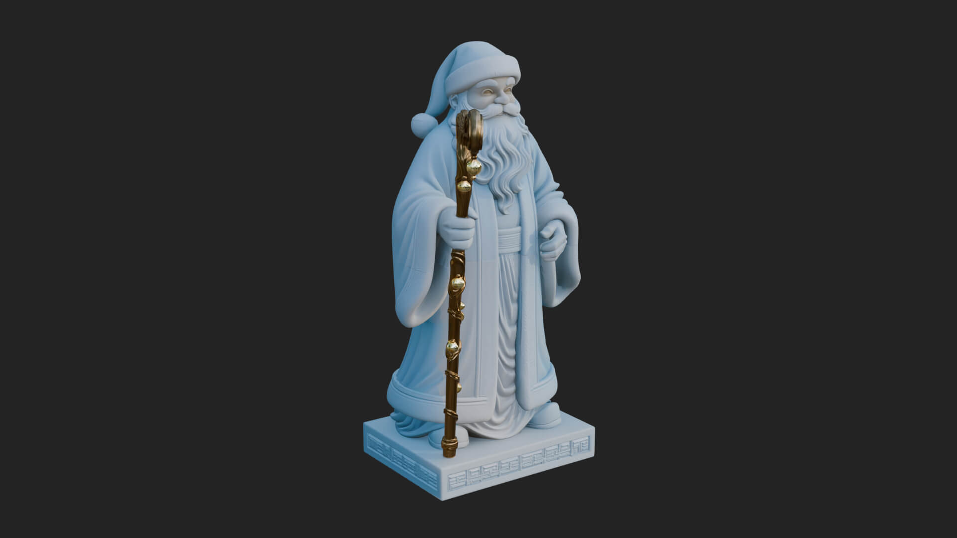 Staff Holding Santa Statue Design 2 3D Print Model 3D Model