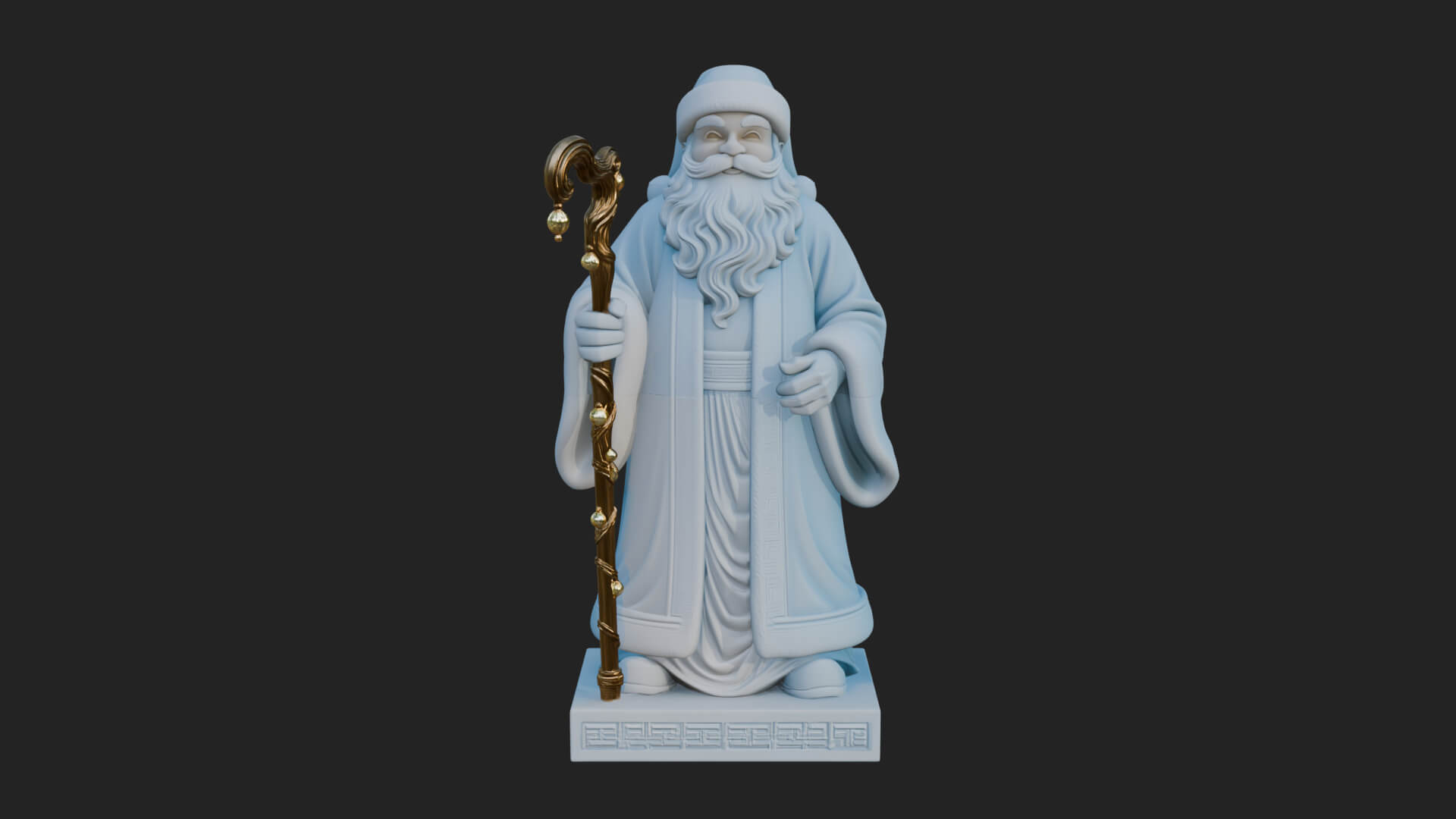 Staff Holding Santa Statue Design 2 3D Print Model 3D Model