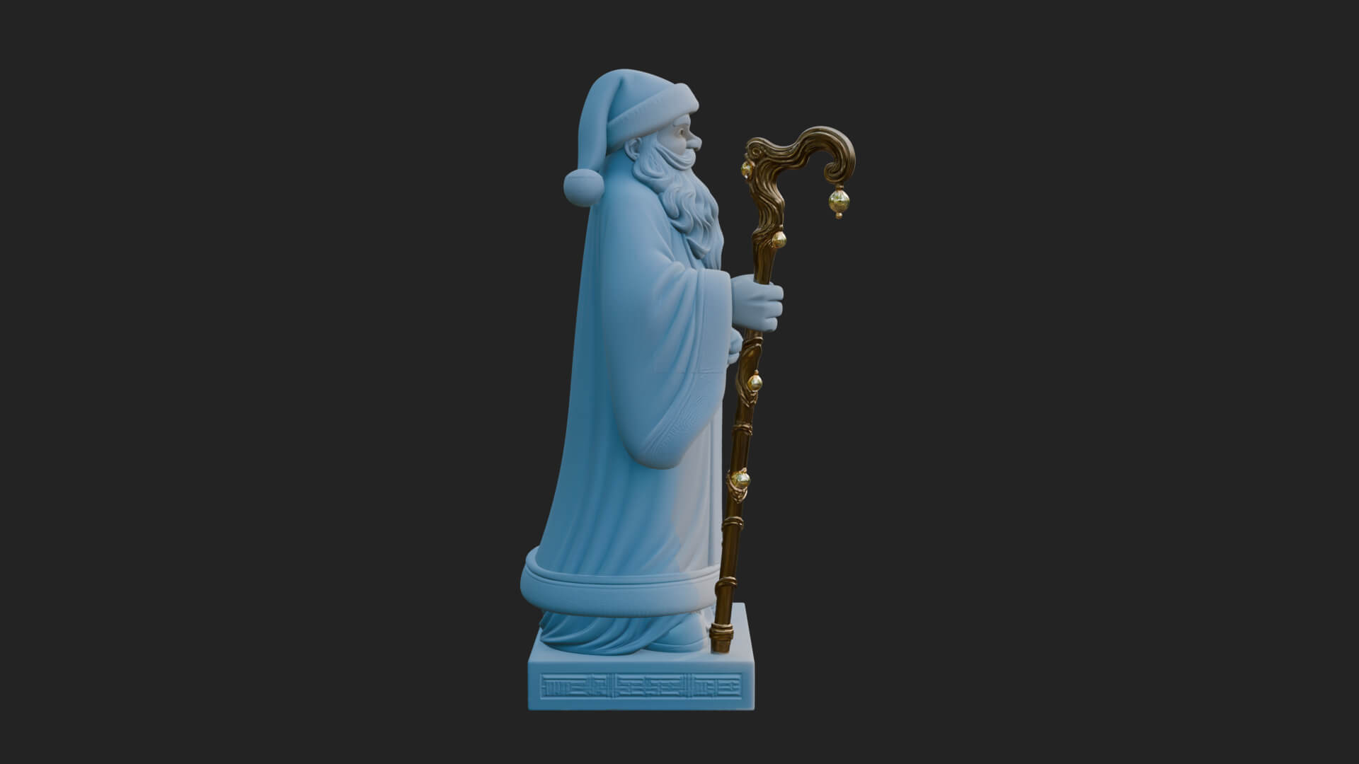 Staff Holding Santa Statue Design 2 3D Print Model 3D Model