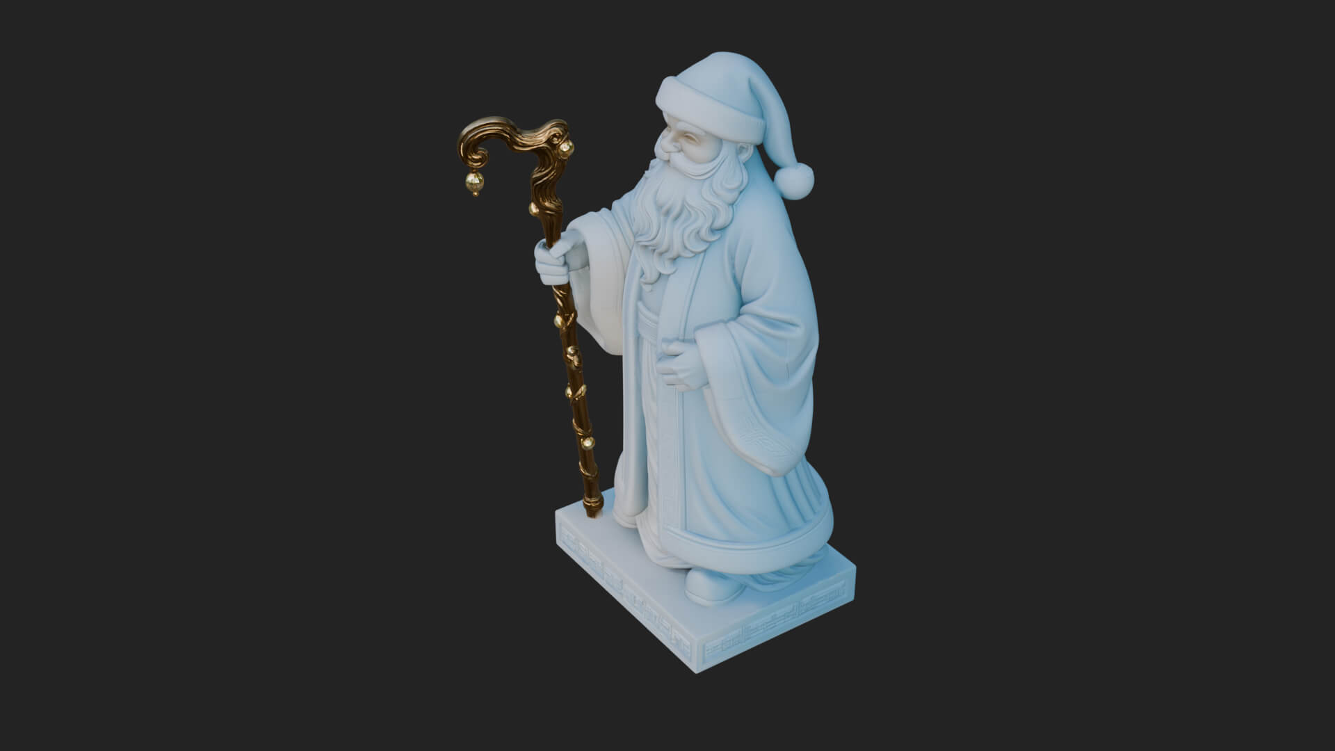 Staff Holding Santa Statue Design 2 3D Print Model 3D Model