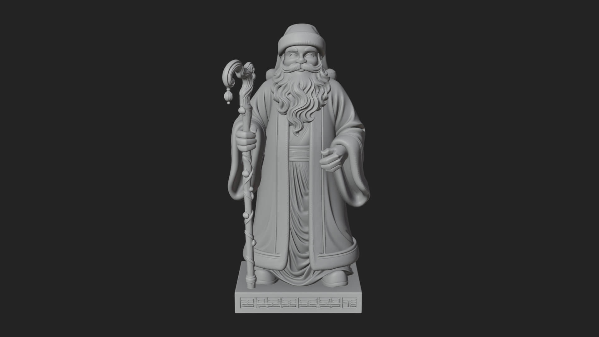 Staff Holding Santa Statue Design 2 3D Print Model 3D Model