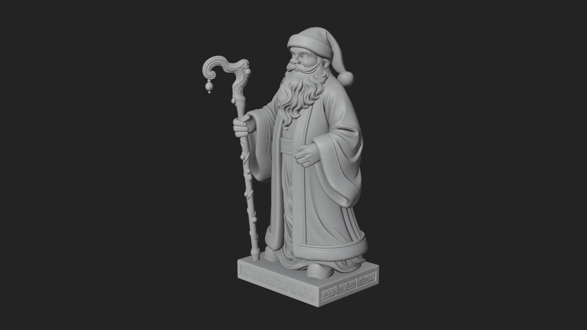 Staff Holding Santa Statue Design 2 3D Print Model 3D Model