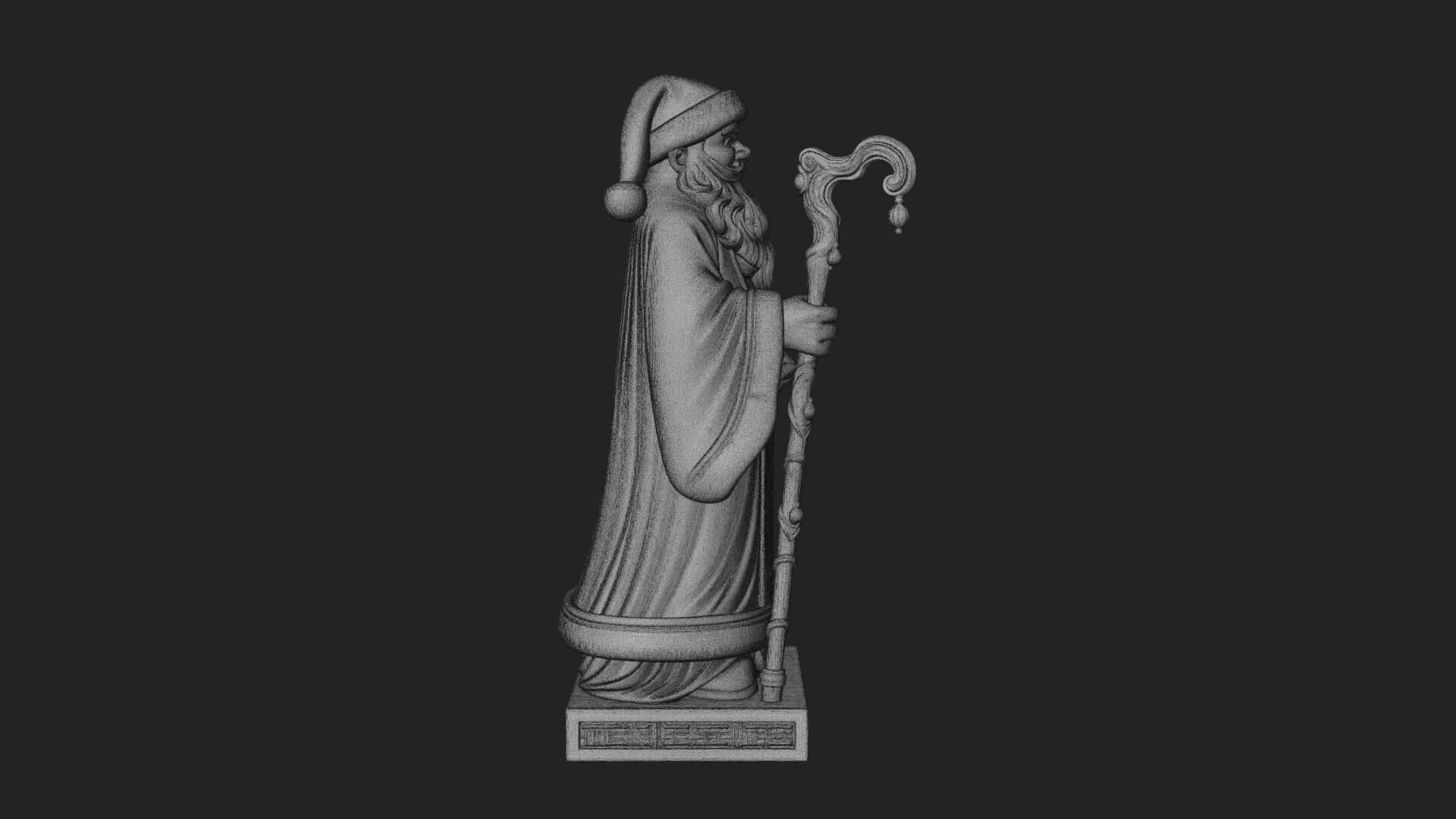 Staff Holding Santa Statue Design 2 3D Print Model 3D Model