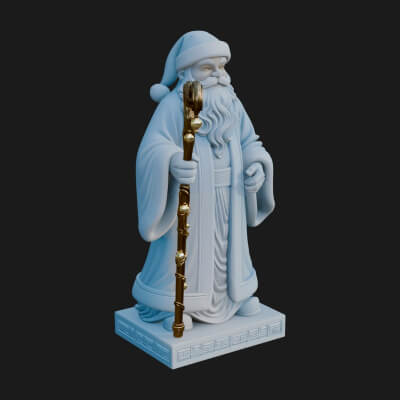 Staff Holding Santa Statue Design 2 3D Print Model