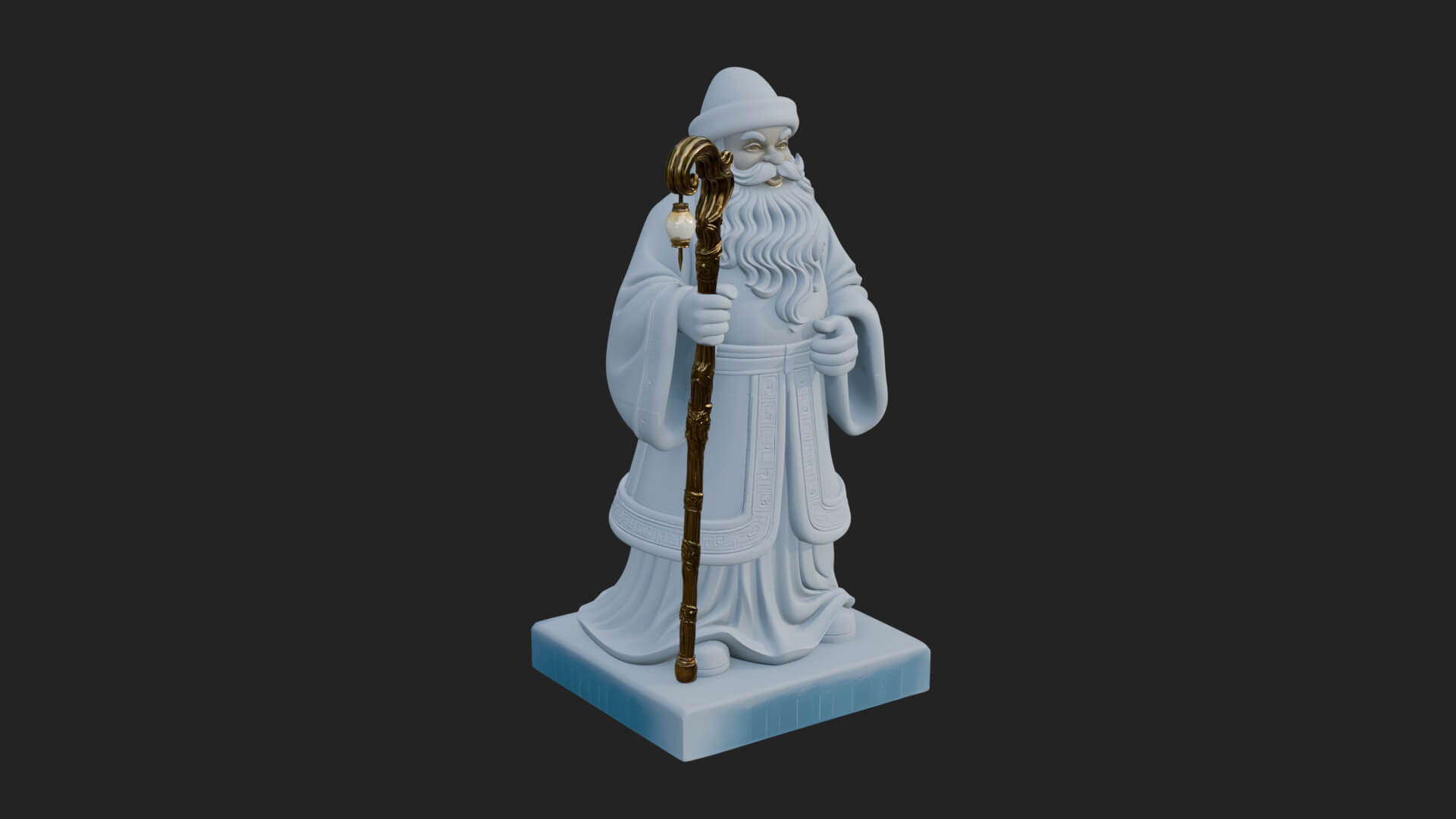Staff Holding Santa Statue Design 3 3D Print Model 3D Model