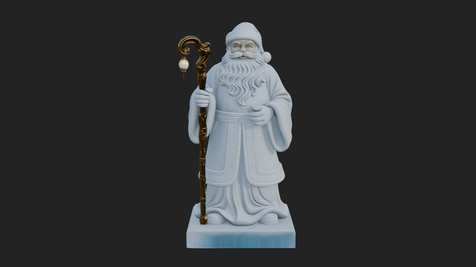 Staff Holding Santa Statue Design 3 3D Print Model 3D Model