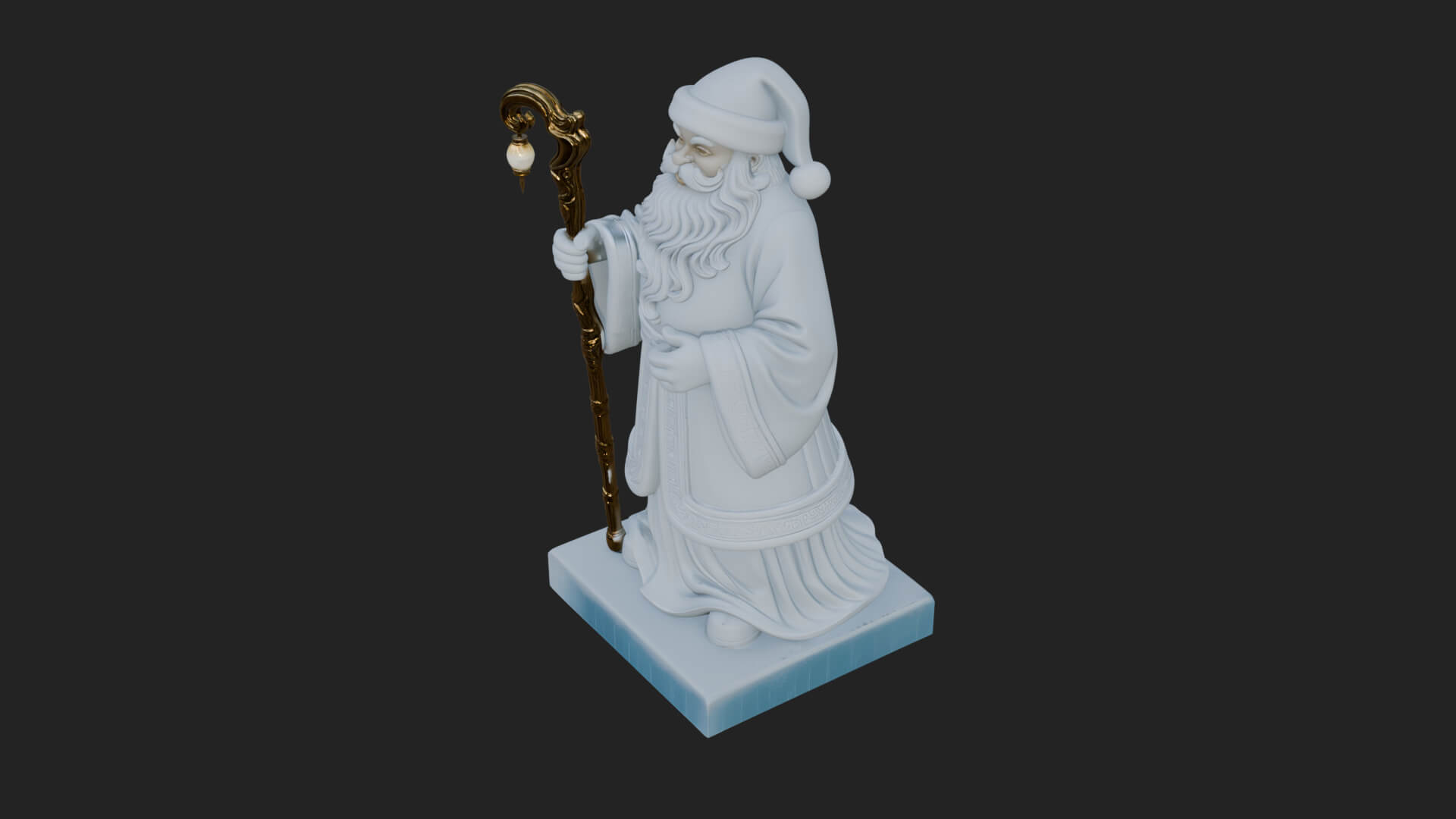 Staff Holding Santa Statue Design 3 3D Print Model 3D Model