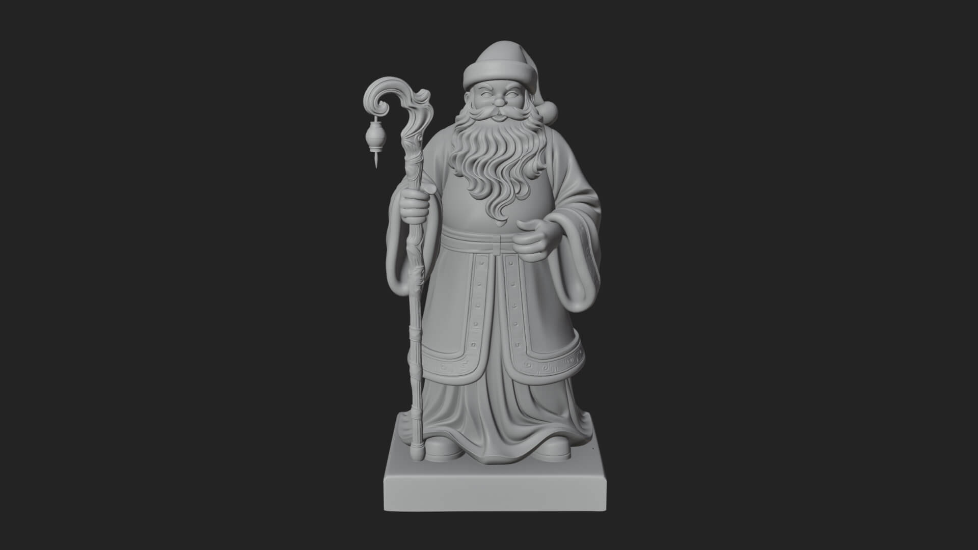 Staff Holding Santa Statue Design 3 3D Print Model 3D Model