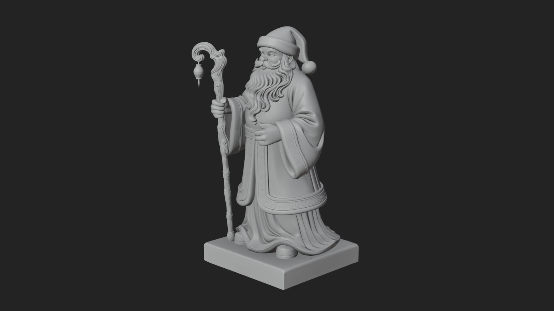 Staff Holding Santa Statue Design 3 3D Print Model 3D Model