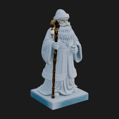 Staff Holding Santa Statue Design 3 3D Print Model