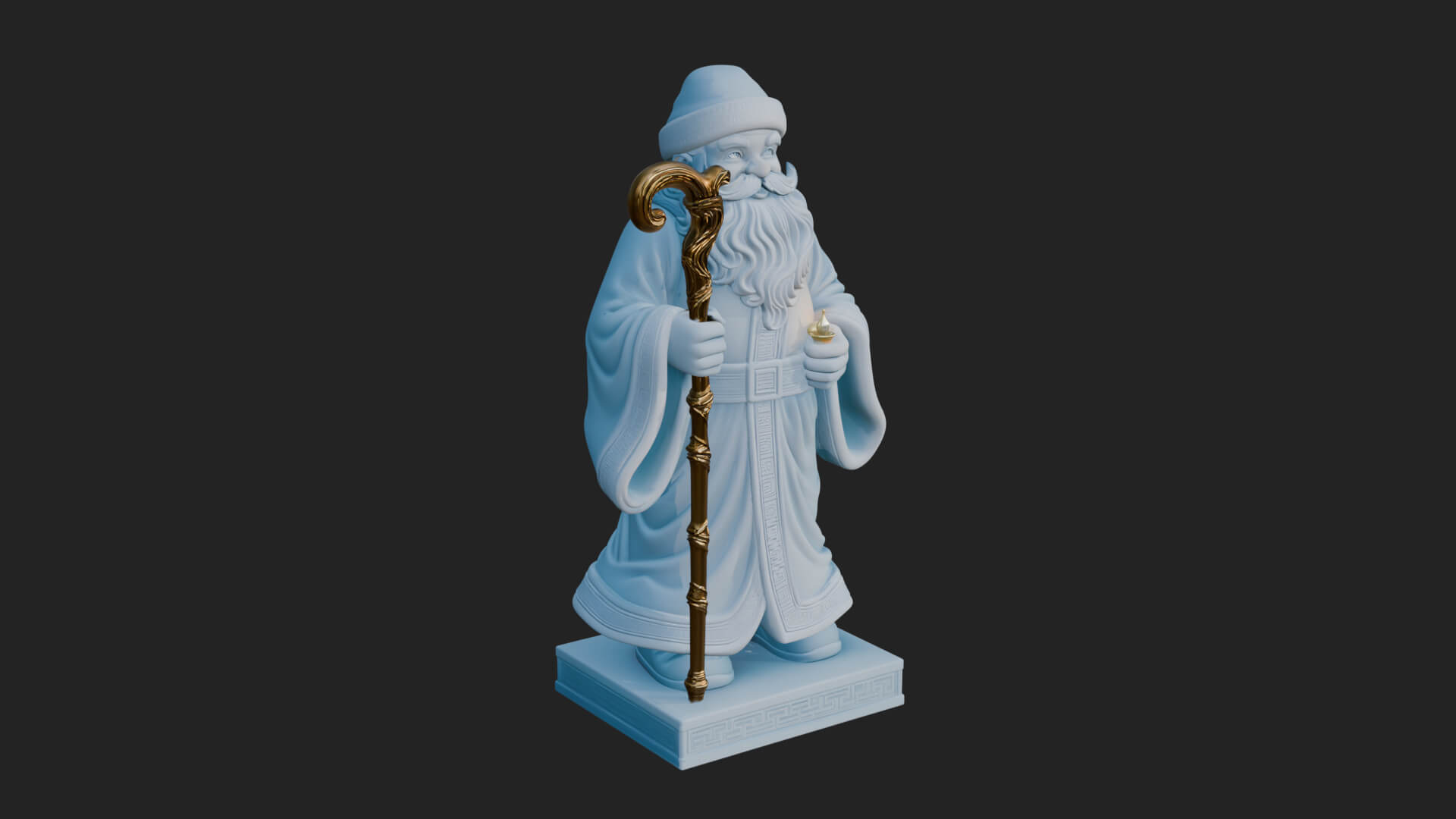 Staff Holding Santa Statue Design 4 3D Print Model 3D Model