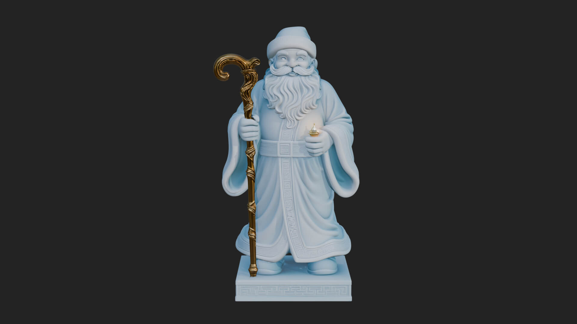 Staff Holding Santa Statue Design 4 3D Print Model 3D Model
