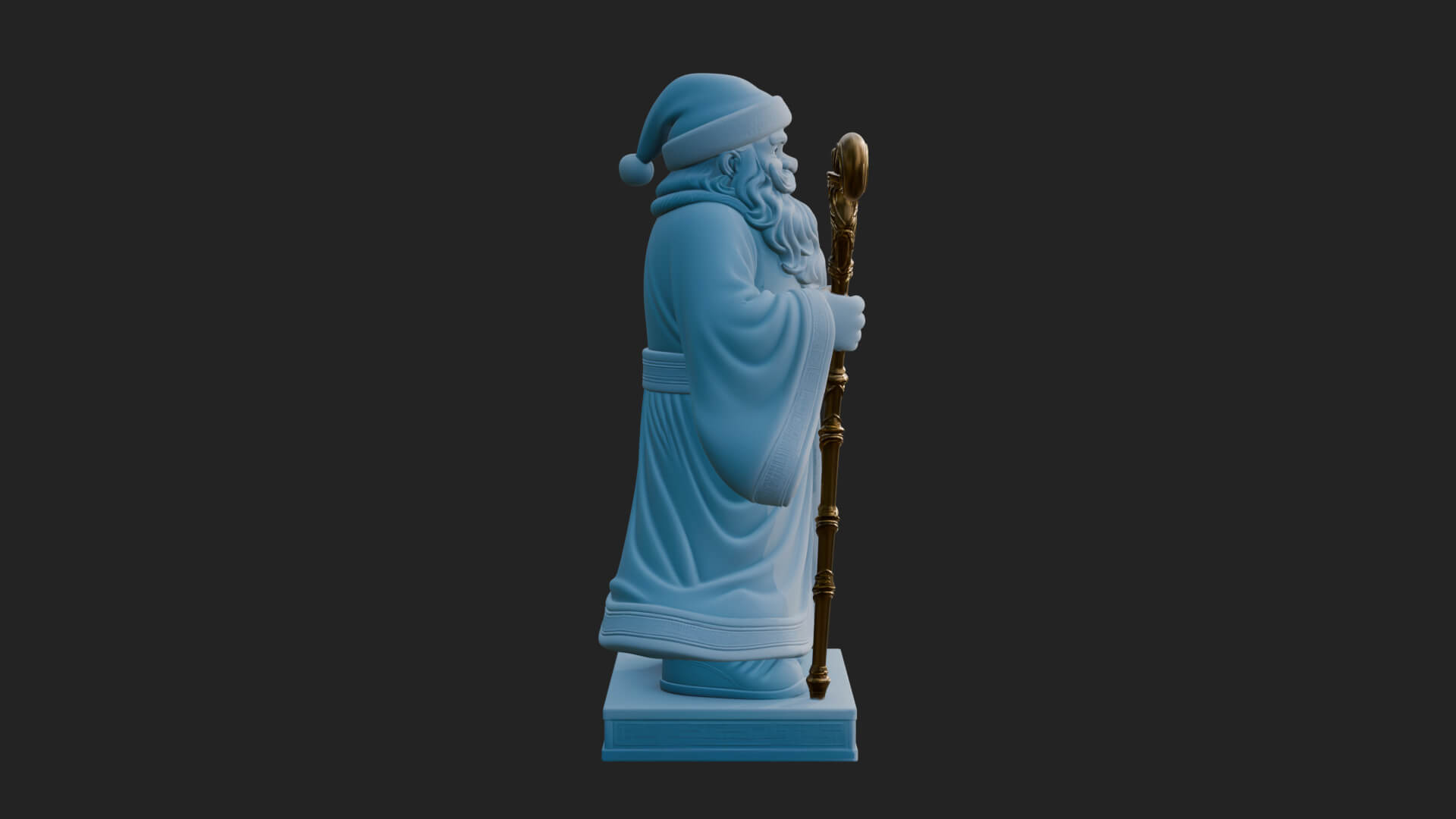 Staff Holding Santa Statue Design 4 3D Print Model 3D Model