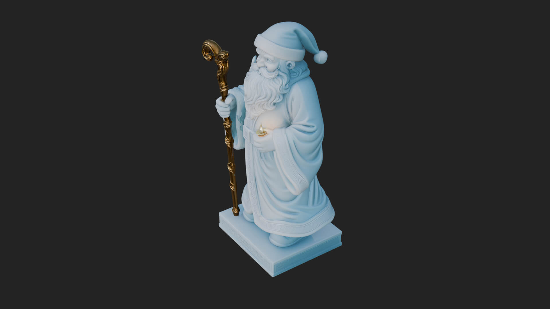 Staff Holding Santa Statue Design 4 3D Print Model 3D Model