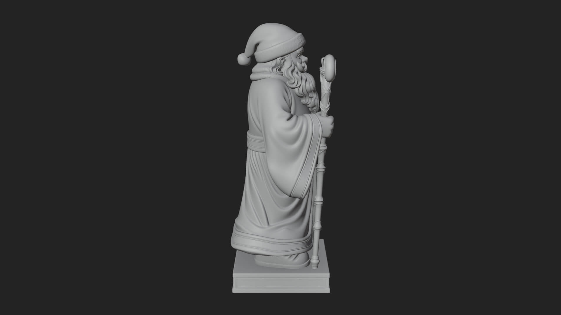 Staff Holding Santa Statue Design 4 3D Print Model 3D Model