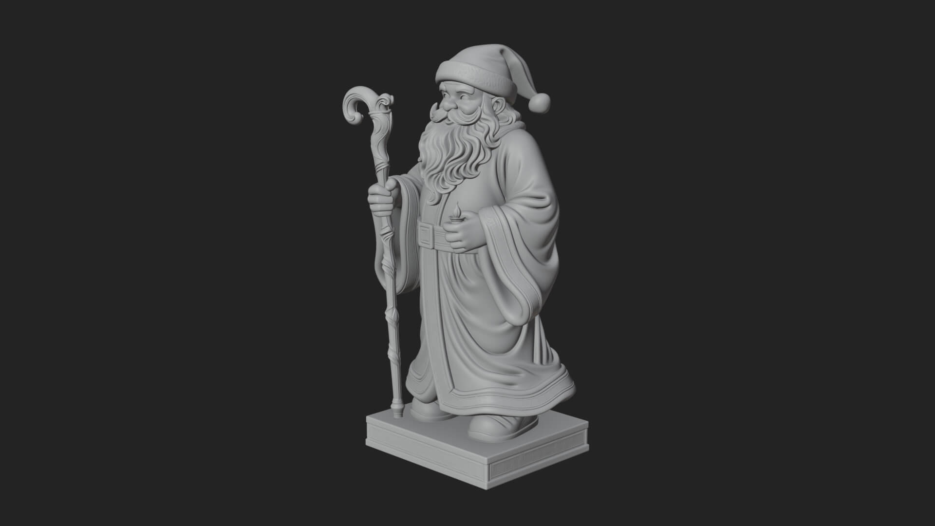 Staff Holding Santa Statue Design 4 3D Print Model 3D Model
