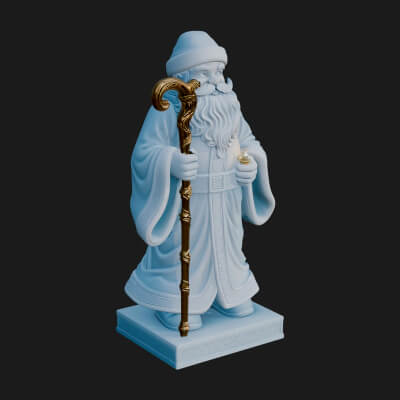Staff Holding Santa Statue Design 4 3D Print Model