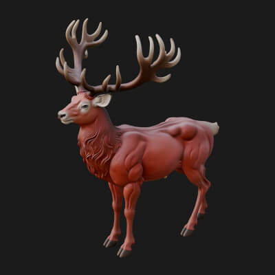 Stag Deer Statue Design 1 3D Print Model