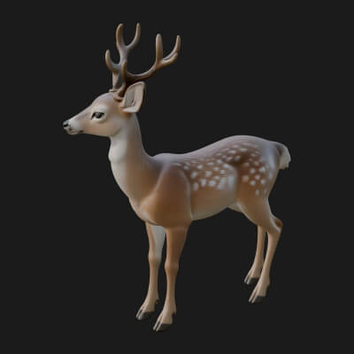 Stag Deer Statue Design 10 3D Print Model