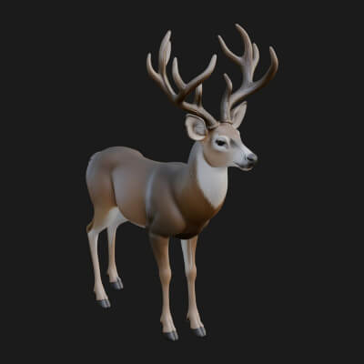 Stag Deer Statue Design 11 3D Print Model