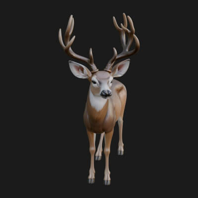 Stag Deer Statue Design 12 3D Print Model