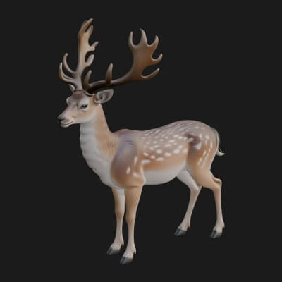 Stag Deer Statue Design 14 3D Print Model