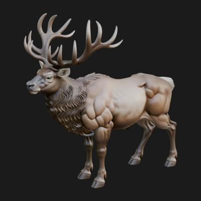 Stag Deer Statue Design 15 3D Print Model