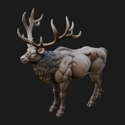 Stag Deer Statue Design 16 3D Print Model