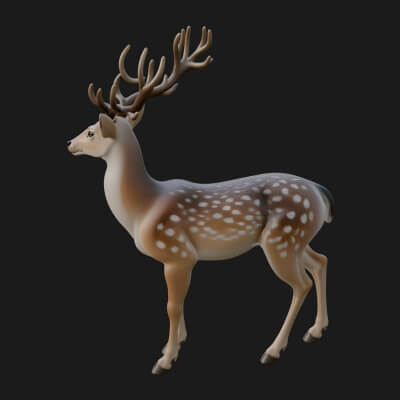 Stag Deer Statue Design 17 3D Print Model
