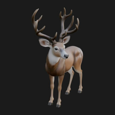 Stag Deer Statue Design 18 3D Print Model