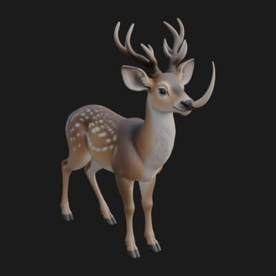 Stag Deer Statue Design 19 3D Print Model