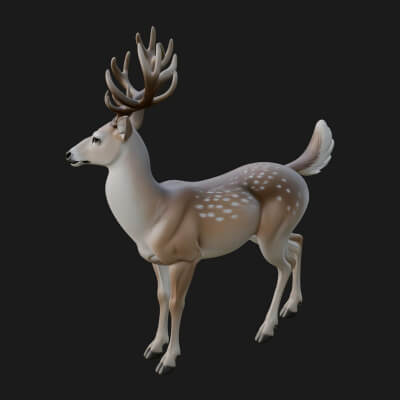 Stag Deer Statue Design 2 3D Print Model