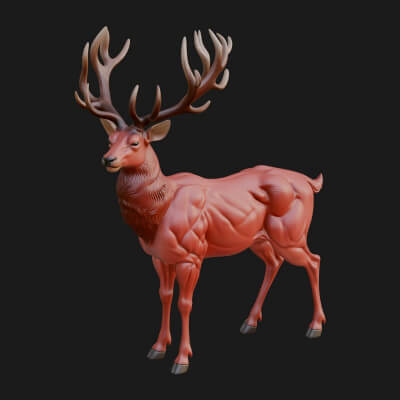 Stag Deer Statue Design 21 3D Print Model