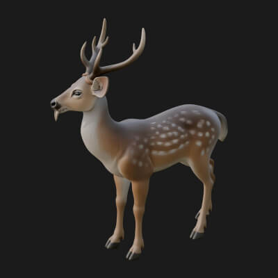 Stag Deer Statue Design 22 3D Print Model