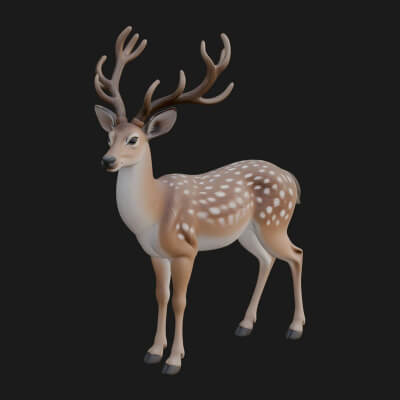 Stag Deer Statue Design 23 3D Print Model
