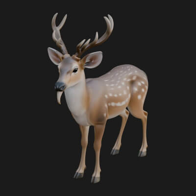 Stag Deer Statue Design 27 3D Print Model