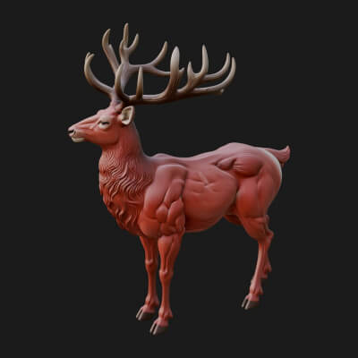 Stag Deer Statue Design 30 3D Print Model
