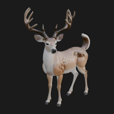 Stag Deer Statue Design 4 3D Print Model