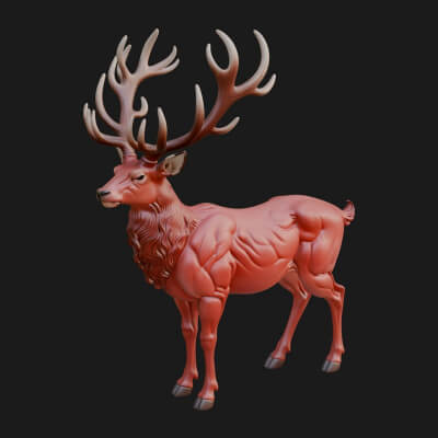Stag Deer Statue Design 5 3D Print Model